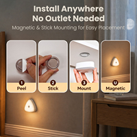 Mini lampe LED adhésive pour placard avec détecteur de mouvement, veilleuse à piles à luminosité réglable, rechargeable pour cuisine