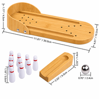 Jeu de bowling de table en bambou, mini-jeu de bowling avec boules et quilles en métal, lanceur inclus, jouet de bureau pour fêtes en famille, cadeau