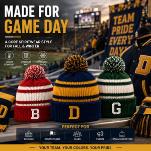 Gorro <span class=keywords><strong>de</strong></span> punto personalizado con borla y puño, colores <span class=keywords><strong>de</strong></span> equipo, para <span class=keywords><strong>invierno</strong></span>, venta al por mayor, ropa <span class=keywords><strong>de</strong></span> aficionado, bordado en blanco - Product Image 1