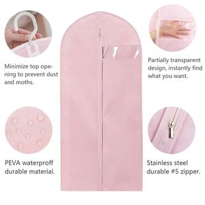 Funda Protectora para Ropa Larga de Color Rosa, Impermeable, de PEVA, Antipolvo, para Vestidos y Trajes - Product Image 3