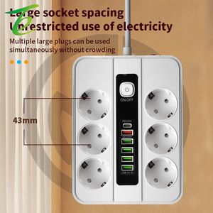 Multiprise standard européenne avec port Type-C, protection contre la foudre, ports <span class=keywords><strong>USB</strong></span> et interrupteur ; rallonge électrique standard européenne - Product Image 3