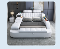2021 Neuestes Modernes Design Luxus-Lederbett in Kingsize mit Multifunktionalem Stauraum und Massagefunktion