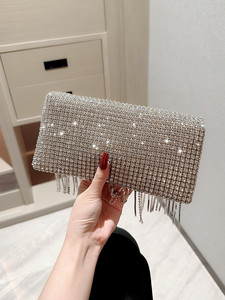 2026 trending Luxury <b>Sparkly</b> Bling Evening Bags Rhinestone Crossbody Bag with Tassel Women Rhinestone Clutch Purse Sac Tendance - Product Image 2