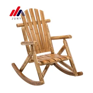 Wholesale Cheap Solid Wooden Leisure Rocking Chair Outdoor Recliner Garden Carbonized Antiseptic Wooden Table and Chairs