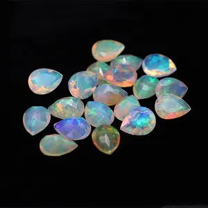 ArthurGem toptan yüksek kalite doğal gökkuşağı yangın beyaz opal armut kesim, beyaz opal takı yapımı için gevşek taş