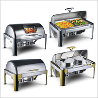 Luxuriöses, maßgefertigtes Roll-Top-Buffet-Chafing-Set, Speisenwärmer, Chafing Dish, Catering-Gold, 6L/9L, Alkohol/Brennstoff, Gehong
