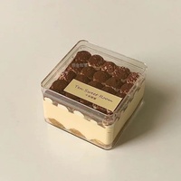 Récipient alimentaire jetable Mini gâteau boîte carrée avec couvercles dôme boîte d'emballage de biscuits en plastique pour emballage Tiramisu Transparent