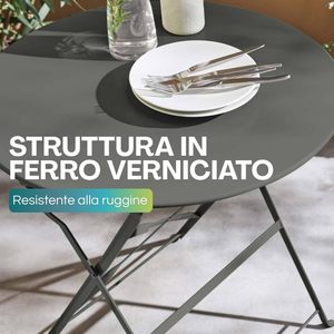 Conjunto de Bistro Metálico Redondo para Exteriores con 2 Sillas y 1 Mesa, Muebles de Jardín Plegables, Diseño Retro, Color - Product Image 4