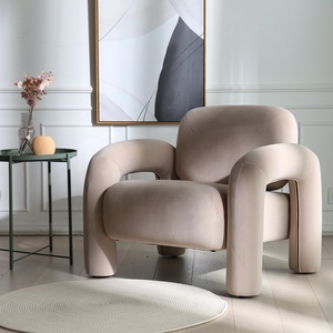 Sillas decorativas nórdicas de diseño escandinavo moderno Boucle de tela personalizadas de fábrica para sala de estar - Product Image 3