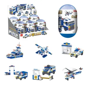 Lno — jouets mini œufs 6 en 1, jeux de bricolage, police, ville, hélicoptère, éducatifs, bonbons, nouveauté 2021