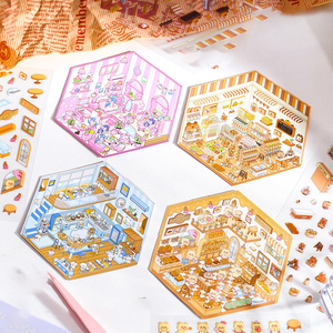 JHM mignon Scrapbooking fournitures 3D Miniature cabine bricolage scène autocollants dessin animé animaux <span class=keywords><strong>Panda</strong></span> Capybara conceptions - Product Image 5