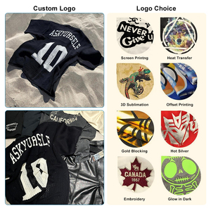 Suéter de punto informal para hombre, 100 % algodón, con logotipo personalizado, manga corta, jersey de fútbol, secado rápido, transpirable - Product Image 2