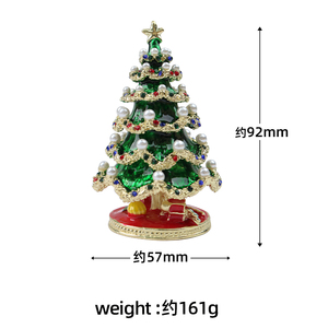 Cajas de regalo de joyería de aleación de árbol de Navidad artesanales esmaltadas listas para enviar con tapa magnética caja organizadora de joyería decorativa para el hogar - Product Image 6