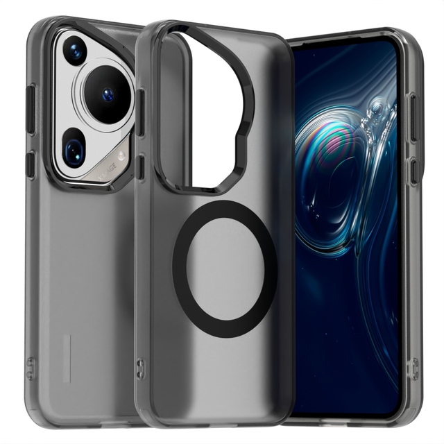 For Huawei Pura 70 Ultra P70 MATE60 60 PRO Magnet Ring Case Matte Skin Texture Transparent Anti Fingerprint Anti Yellowing Cover