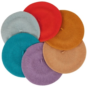 Vente en gros de bérets bon marché personnalisés chapeaux en laine de couleur unie chapeau béret d'automne de peintre français uni et chaud pour femmes - Product Image 5
