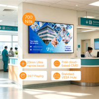 Señalización Digital Comercial de 27-55 Pulgadas 4K Android 700nit para Interiores, Montaje VESA, CMS en la Nube Gratuito, 23mm de Grosor, 3 Años de Garantía
