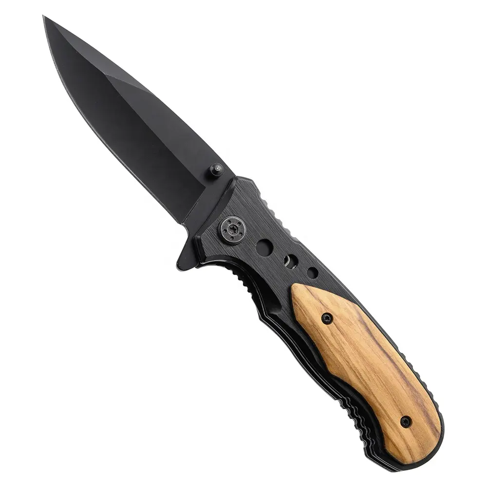 Professional Stainless Steel Wood Handle Folding Pocket Knife for Outdoor Camping