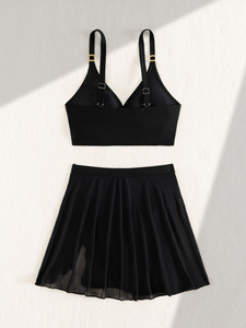 Nouveau bikini deux pièces noir, maillot de bain triangle, sac rigide assorti à une jupe en maille, maillot de bain sexy - Product Image 5