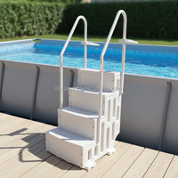 Échelle de piscine blanche à 4 marches en PVC, échelle en plastique pour piscine gonflable, échelle de quai