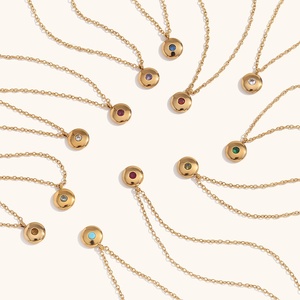 Collier pendentif Changda en acier inoxydable plaqué or 18 carats, vermeil or, zircon, simple, élégant, pierre de naissance de décembre - Product Image 1