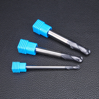 Jeu de fraises à bille professionnelles en acier au tungstène AITiN, 2 cannelures, hélice 35°, revêtement anti-adhérent, pour gravure 3D CNC et usinage de précision