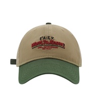 Casquettes brodées personnalisées en gros, casquettes de baseball bicolores style « Dad Hat », casquettes de baseball unisexe en sergé délavé à visière courbée, vente en gros
