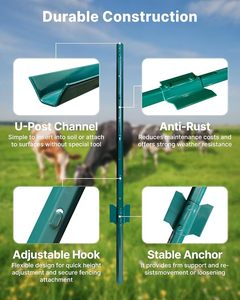 10 Pack Metal U <b>Fence</b> Posts <b>for</b> Wire <b>Fence</b> Adjustable Brackets <b>Garden</b> Stakes <b>for</b> Animal Control and Driveway Marking - Product Image 6