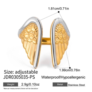 Anillo de Acero de Titanio con Diseño de Alas, Color a Juego, Joyería de Acero Inoxidable de Lujo y Alta Gama para Mujer, Sin Decoloración, Transfronterizo - Product Image 3