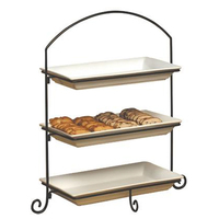 28 1/2 "X 13 1/2" X 36 1/2 "Rehausseurs de nourriture noirs à plusieurs niveaux Plateau de buffet Étagère de service Présentoir