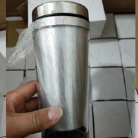 Mousseur à lait de voyage classique portable de 16 oz de qualité alimentaire, à double paroi isolée, avec intérieur en acier inoxydable 304 et extérieur en PS