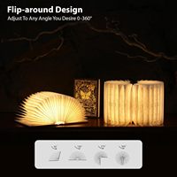 Lampe de table portable rechargeable USB en forme de livre bleu avec LED, couverture gaufrée à la feuille d'or, idéale pour les anniversaires, vente en gros OEM
