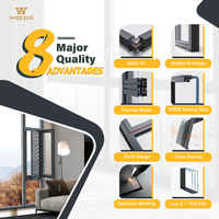 Ventanas Fijas de Doble Vidrio Modernas Wazzor NFRC, Resistentes a Huracanes, con Marco de Aleación de Aluminio para Villas y Casas