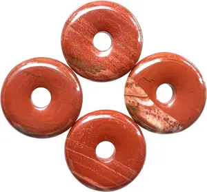 30mm Gemstone Donut Reiki Chakra Pendentif Guérison Cristaux Collier Semi Précieux Chakra Gemstone Stone Amulet Lucky Coin Donuts