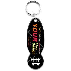 Porte-clés jeton de chariot de courses personnalisé avec logo par sublimation, impression offset et époxy - Product Image 1