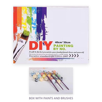 Kit de peinture par numéros Paysage de village en bord de lac avec château et bateau 40x30cm Peintures acryliques Pinceaux Toile numérotée Décoration murale Cadeau
