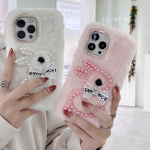 <span class=keywords><strong>Coque</strong></span> de téléphone en peluche brodée 3D avec lapin mignon et cadre d'appareil photo en strass OEM ODM pour <span class=keywords><strong>iPhone</strong></span> 11 <span class=keywords><strong>12</strong></span> 13 14 15 Pro Max - Product Image 5