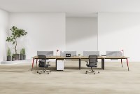 Poste de travail modulaire pour bureau, système de bancs de bureau pour 6 personnes avec cloison pour mobilier de bureau d'entreprise