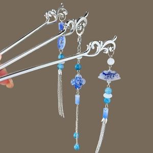 Horquilla de Pelo Estilo Chino para Mujer, Horquilla Vintage con Borlas de Flores, Exquisita Horquilla con Perlas Florales Transparentes, Joyería y Accesorios para el Cabello - Product Image 2