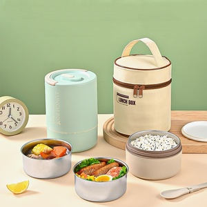 Hộp cơm trưa bằng thép không gỉ 304 di động 3 tầng, hộp cơm bento cho trẻ em kèm túi giữ nhiệt - Product Image 1