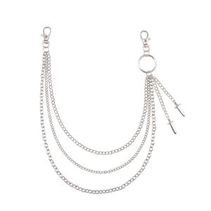 Chaîne de pantalon multicouche en métal avec pendentif épée, chaîne de taille en argent tibétain pour homme, accessoire de style hip-hop décontracté - Product Image 4