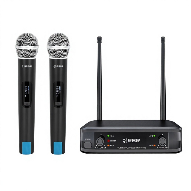 Dual Channel UHF Wireless Microphone System Handheld Mic Set for Concert Wedding Studio Stage Speech