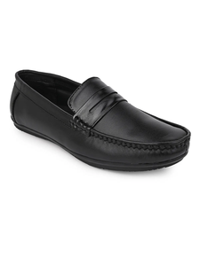 Mocassins en cuir véritable noir pour hommes, élégants, confortables, faciles à enfiler, chaussures décontractées et habillées - Product Image 4