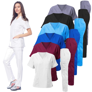 Uniforme Médico Personalizado al por Mayor con Cuello en V para Hombre y Mujer, Conjunto de Uniforme Médico de Spandex para Hospital, Doctor, Enfermera, Parte Superior, Pantalones Joggers, Uniformes Médicos - Product Image 2