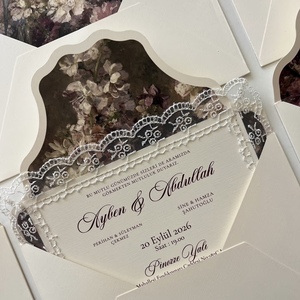 Vanilla Printing Luxury <b>Handmade</b> Lace Wedding Greeting Card Vintage Elegant Custom Printed Letterpress Printing Embossed <b>Paper</b> - Product Image 1