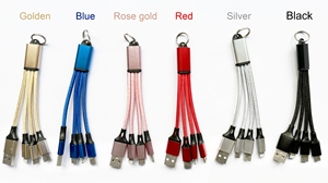 Nhà máy tùy chỉnh 15cm dệt 2A ngắn di động 3 trong 1 <span class=keywords><strong>USB</strong></span> sạc cáp Loại C để <span class=keywords><strong>USB</strong></span> 2.0 với Keychain Cáp - Product Image 2