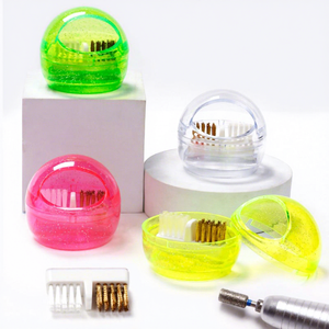 Étui de nettoyage pour embouts de ponceuse à ongles avec couvercle transparent pour le nettoyage des embouts en carbure et en céramique, double brosse colorée - Product Image 2