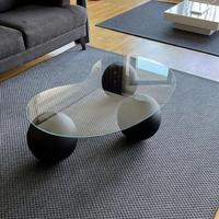 Table basse en verre trempé créative, design rond, style moderne et simple, couleur crème, pour petit appartement