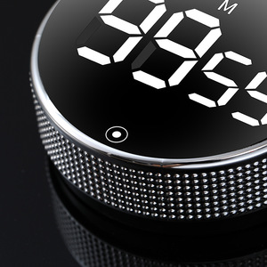 Minuteur de cuisine magnétique à LED, compte à rebours de 60 minutes, rond, noir et argenté, chronographe décoratif, rappel de temps - Product Image 2