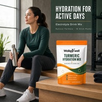 Mélange en poudre hydratant naturel au curcuma OEM ODM, sachet de 16 unités, supplément électrolytique, vitamines C, D, zinc, stimulant immunitaire