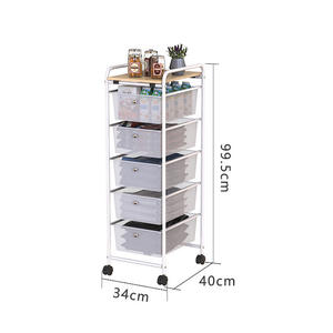 Meilleure vente, chariot de rangement combiné avec 15 tiroirs, table en bois, déplacement facile, chariot de rangement sur roulettes - Product Image 2